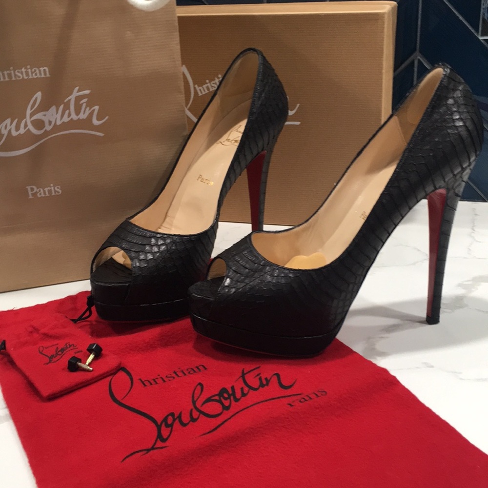 Christian Louboutin Altadama 140 Watersnake Black